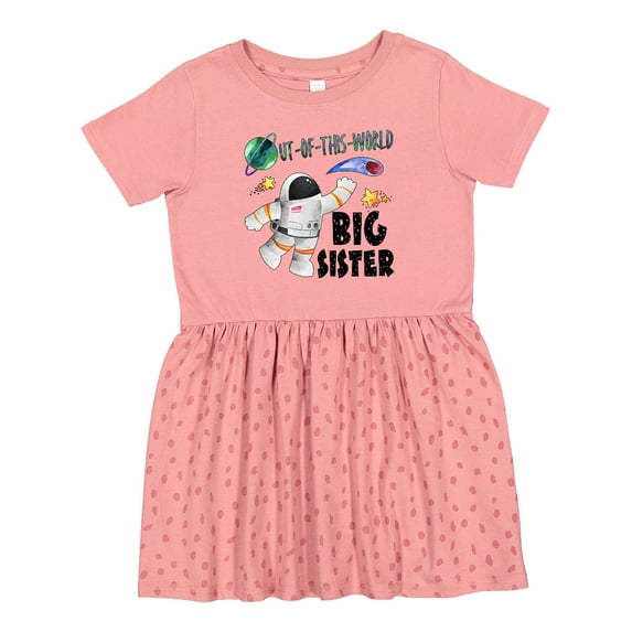 Inktastic Out of This World Big Sister Astronaut in Space Girls Toddler Dress