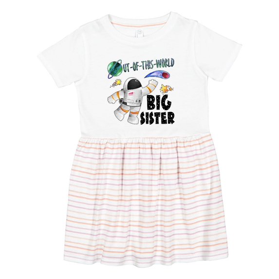 Inktastic Out of This World Big Sister Astronaut in Space Girls Toddler Dress