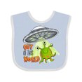 thumbnail image 1 of Inktastic Out of This World- Cute Green Alien UFO Boys or Girls Baby Bib, 1 of 4
