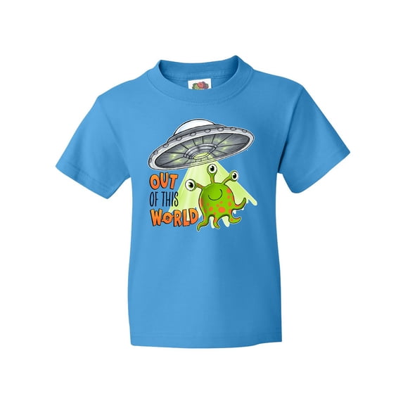 Inktastic Out of This World- Cute Green Alien UFO Youth T-Shirt