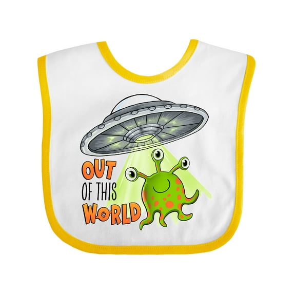 Inktastic Out of This World Cute Green Alien Ufo Boys or Girls Baby Bib