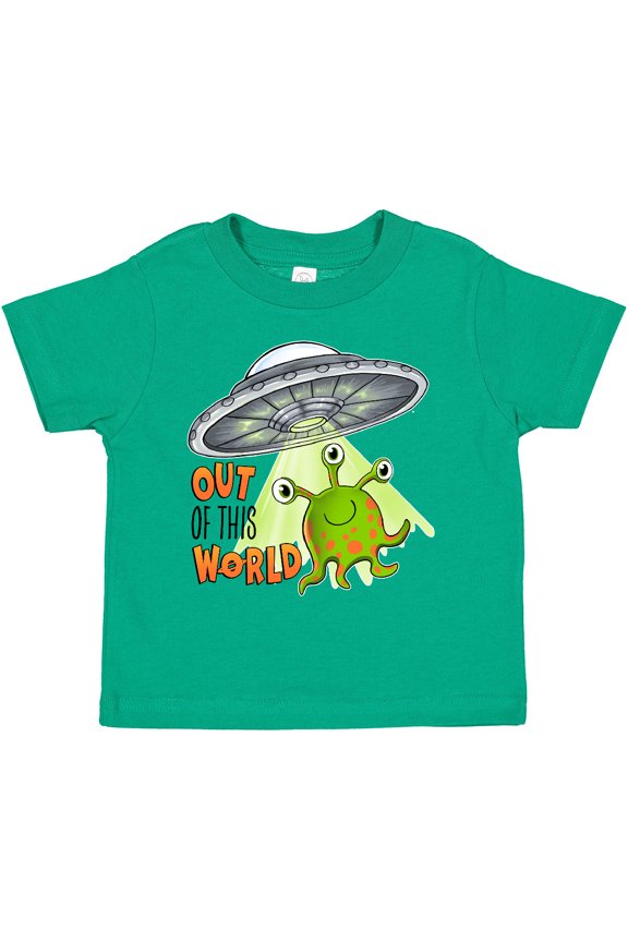 Out of This World Cute Green Alien Ufo Boys or Girls Toddler T-Shirt