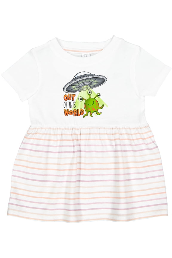 Out of This World Cute Green Alien Ufo Girls Baby Dress