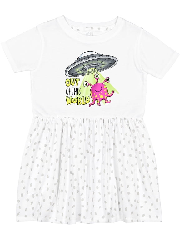 Out of This World- Cute Pink Alien Ufo Girls Toddler Dress