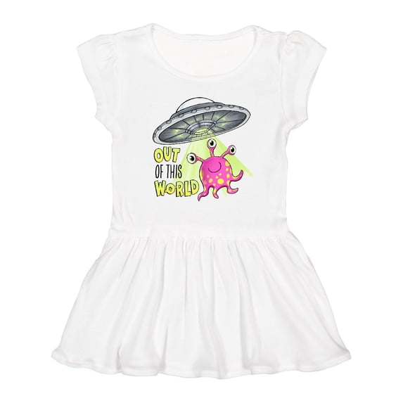Inktastic Out of This World- Cute Pink Alien Ufo Girls Toddler Dress