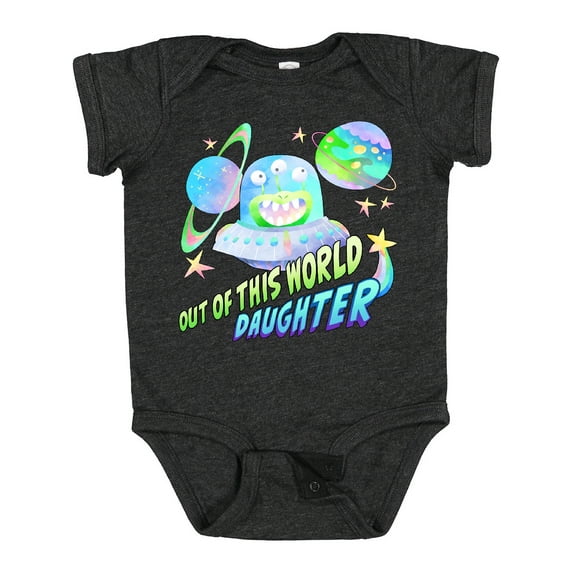 Inktastic Out of This World Daughter Cute Alien in Outer Space Girls Baby Bodysuit
