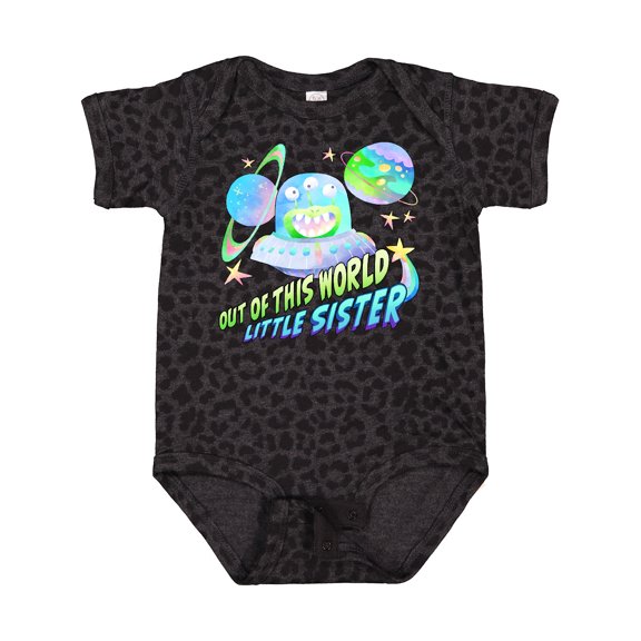 Inktastic Out of This World Little Sister Cute Alien in Outer Space Girls Baby Bodysuit