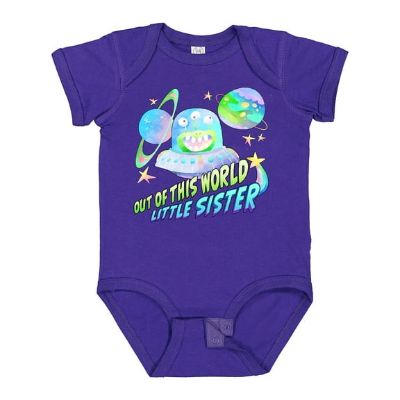 Inktastic Out of This World Little Sister Cute Alien in Outer Space Girls Baby Bodysuit