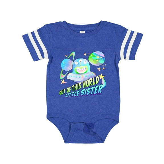 Inktastic Out of This World Little Sister Cute Alien in Outer Space Girls Baby Bodysuit