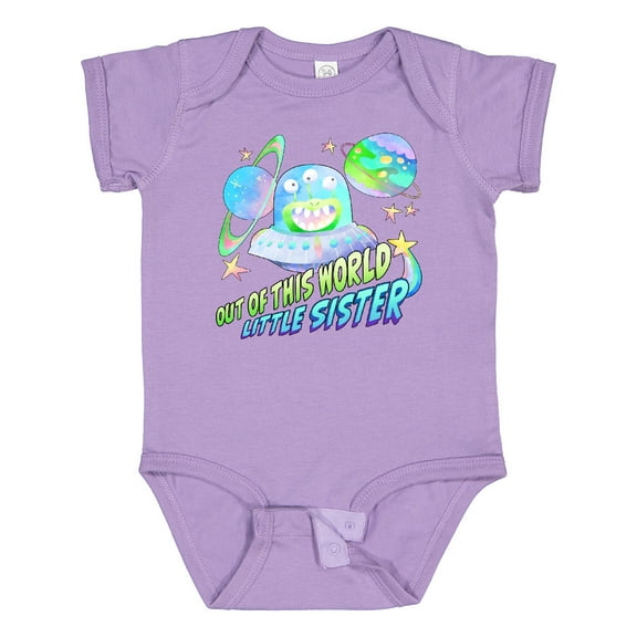 Inktastic Out of This World Little Sister Cute Alien in Outer Space Girls Baby Bodysuit