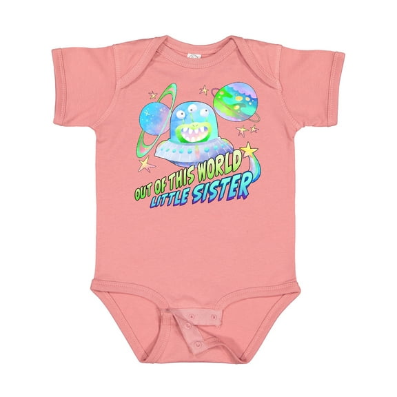Inktastic Out of This World Little Sister Cute Alien in Outer Space Girls Baby Bodysuit
