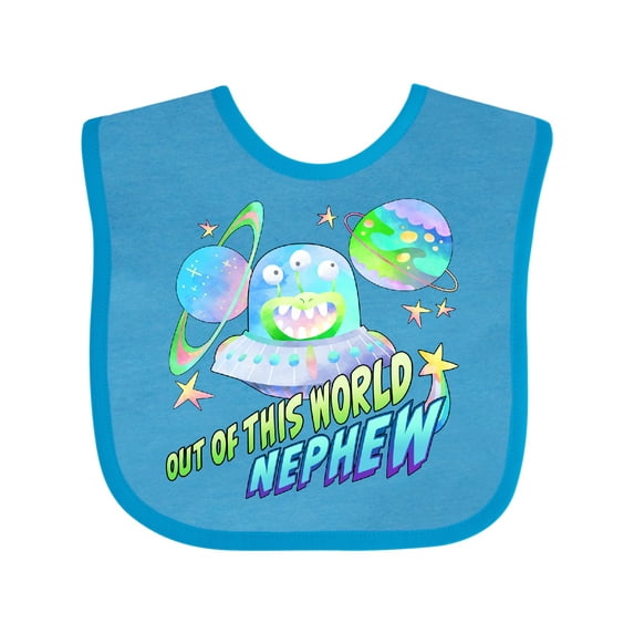 Inktastic Out of This World Nephew Cute Alien in Outer Space Boys Baby Bib