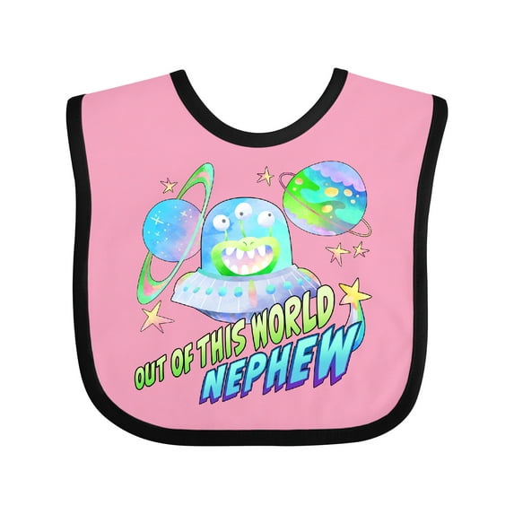 Inktastic Out of This World Nephew Cute Alien in Outer Space Boys Baby Bib