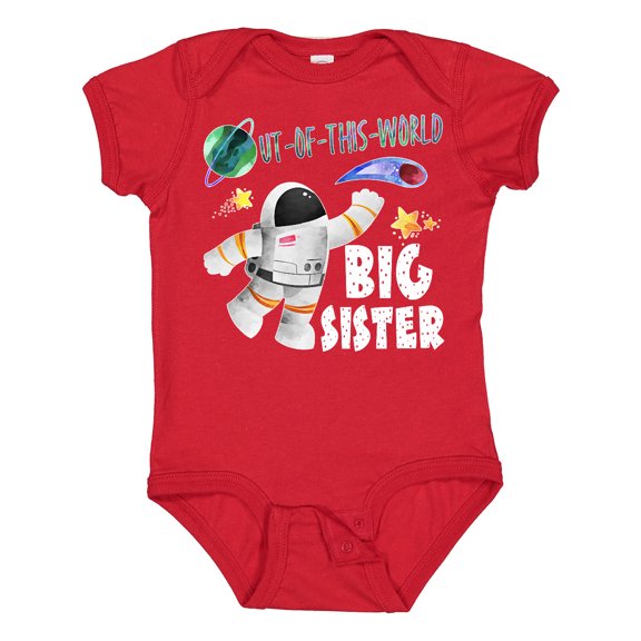 Inktastic Out of this World Big Sister Astronaut in Space Girls Baby Bodysuit