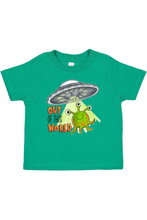 Out of this World- cute green alien UFO Boys or Girls Baby T-Shirt