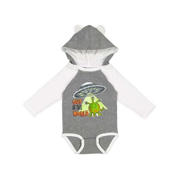 Inktastic Out of this World- cute green alien UFO Boys or Girls Long Sleeve Baby Bodysuit