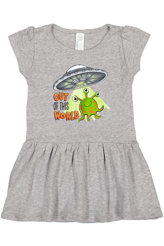 Out of this World- cute green alien UFO Girls Toddler Dress