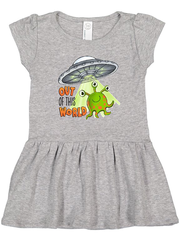 Out of this World- cute green alien UFO Girls Toddler Dress