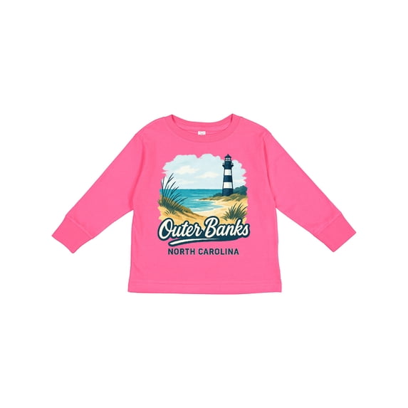 Inktastic Outer Banks North Carolina Beach Scene Boys or Girls Long Sleeve Toddler T-Shirt