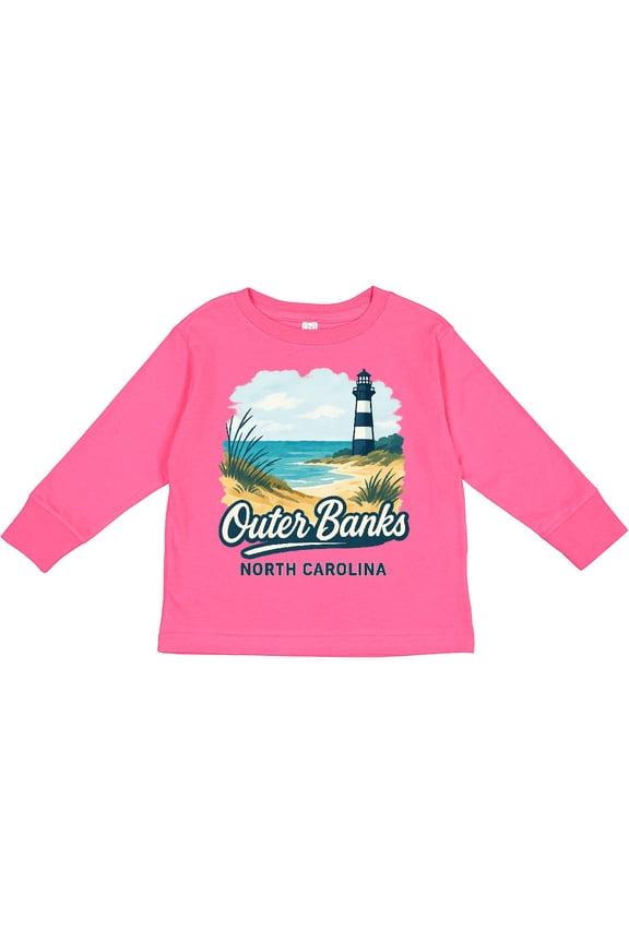 Outer Banks North Carolina Beach Scene Boys or Girls Long Sleeve Toddler T-Shirt