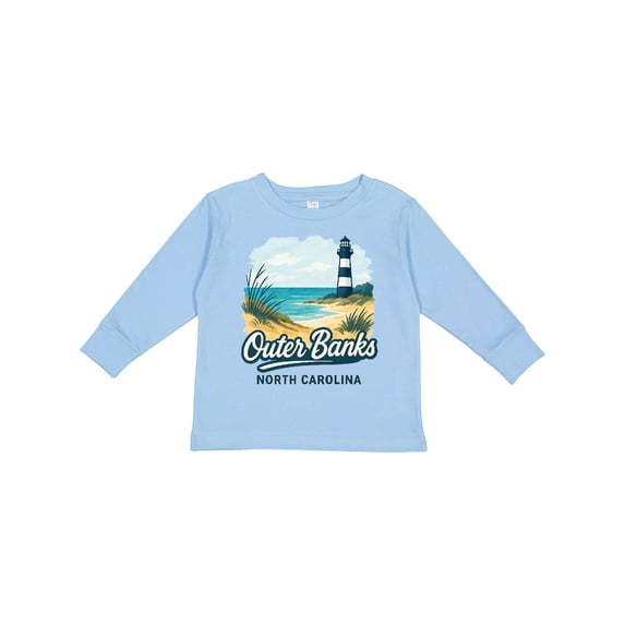 Inktastic Outer Banks North Carolina Beach Scene Boys or Girls Long Sleeve Toddler T-Shirt