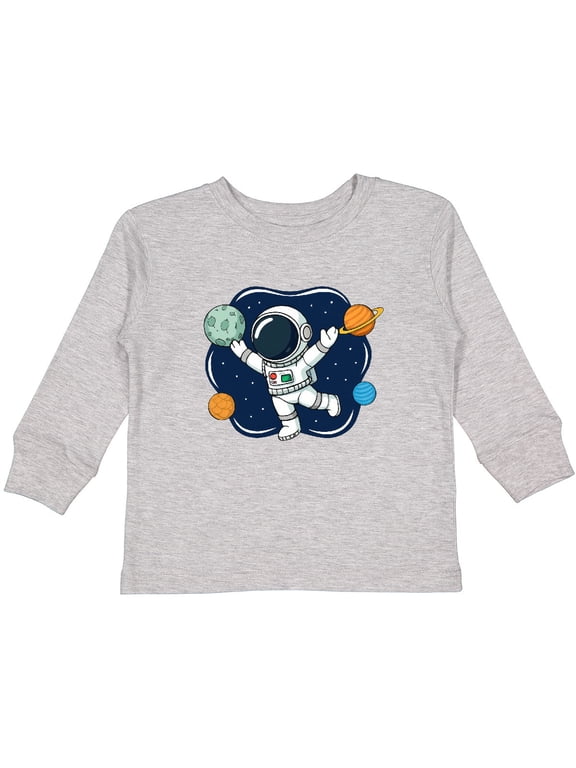 Outer Space Astronaut Boys or Girls Long Sleeve Toddler T-Shirt