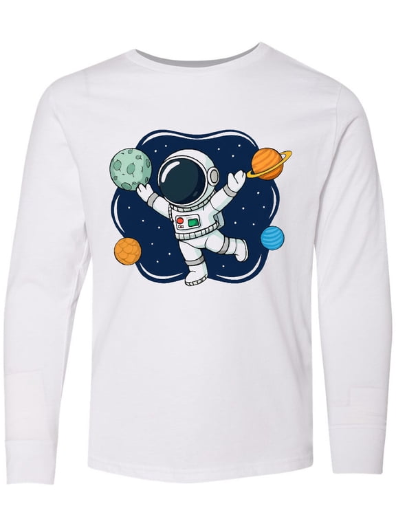 Outer Space Astronaut Long Sleeve Youth T-Shirt