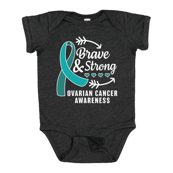 Inktastic Ovarian Cancer Awareness Brave and Strong with Arrows Boys or Girls Baby Bodysuit
