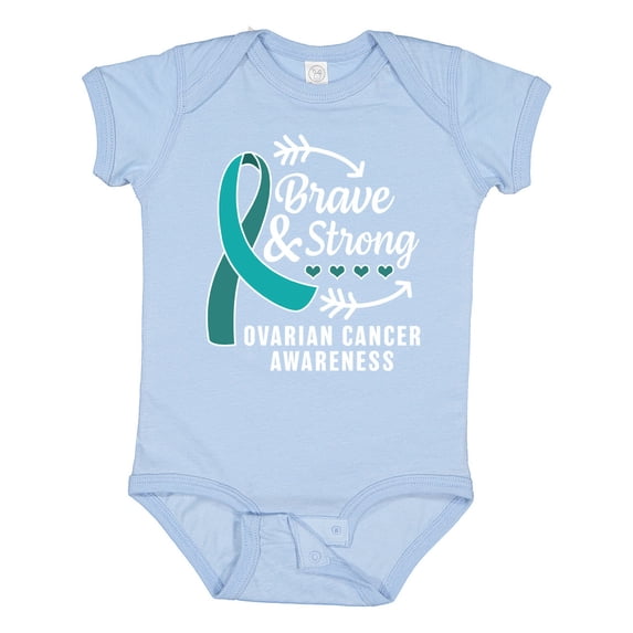 Inktastic Ovarian Cancer Awareness Brave and Strong with Arrows Boys or Girls Baby Bodysuit