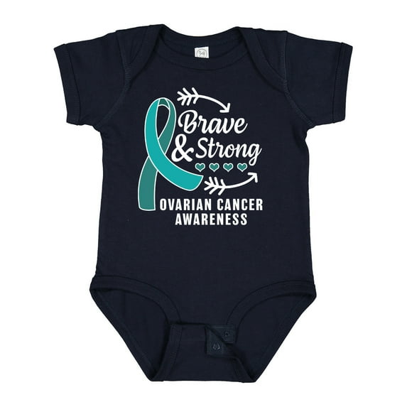 Inktastic Ovarian Cancer Awareness Brave and Strong with Arrows Boys or Girls Baby Bodysuit
