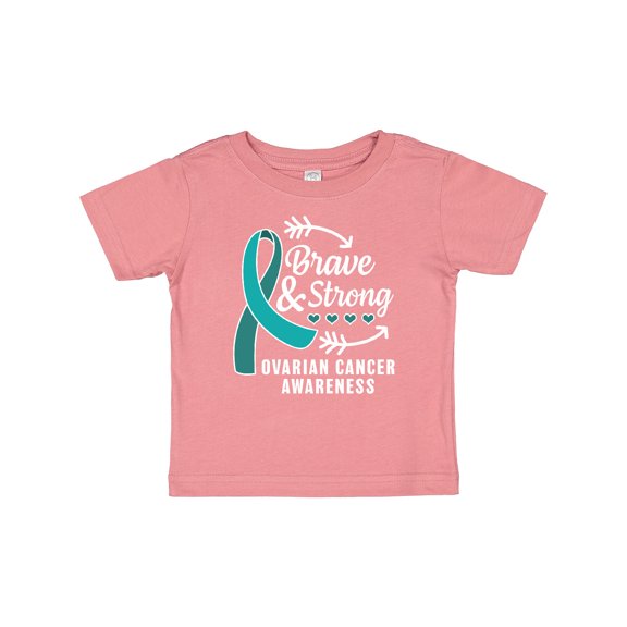 Inktastic Ovarian Cancer Awareness Brave and Strong with Arrows Boys or Girls Baby T-Shirt