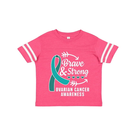 Inktastic Ovarian Cancer Awareness Brave and Strong with Arrows Boys or Girls Toddler T-Shirt