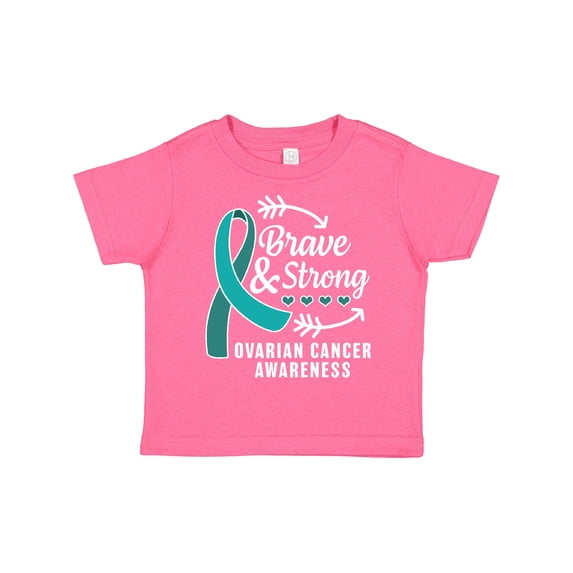 Inktastic Ovarian Cancer Awareness Brave and Strong with Arrows Boys or Girls Toddler T-Shirt