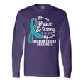 thumbnail image 1 of Inktastic Ovarian Cancer Awareness Brave and Strong with Arrows Long Sleeve T-Shirt, 1 of 5