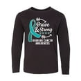 thumbnail image 1 of Inktastic Ovarian Cancer Awareness Brave and Strong with Arrows Long Sleeve Youth T-Shirt, 1 of 5