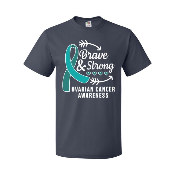 Inktastic Ovarian Cancer Awareness Brave and Strong with Arrows T-Shirt