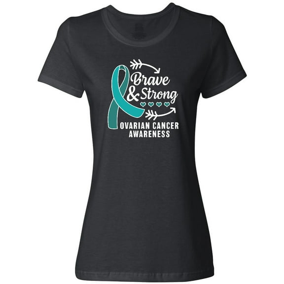 Inktastic Ovarian Cancer Awareness Brave and Strong with Arrows Women's T-Shirt