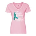 thumbnail image 1 of Inktastic Ovarian Cancer Awareness Brave and Strong with Arrows Women's V-Neck T-Shirt, 1 of 5
