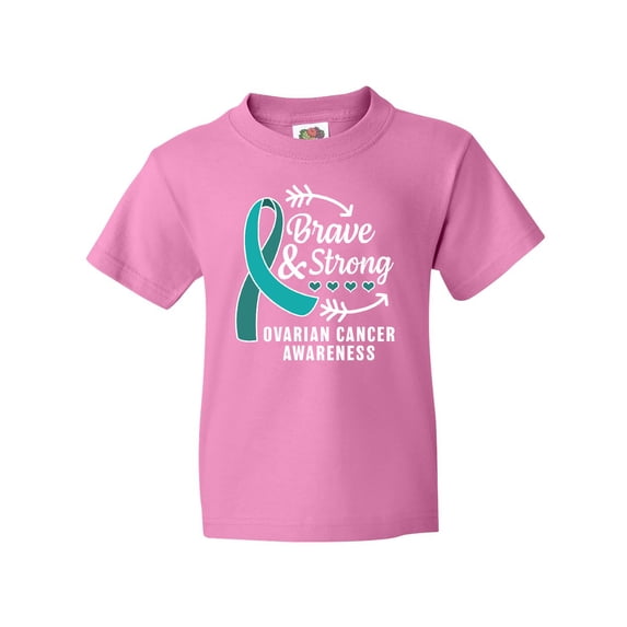 Inktastic Ovarian Cancer Awareness Brave and Strong with Arrows Youth T-Shirt
