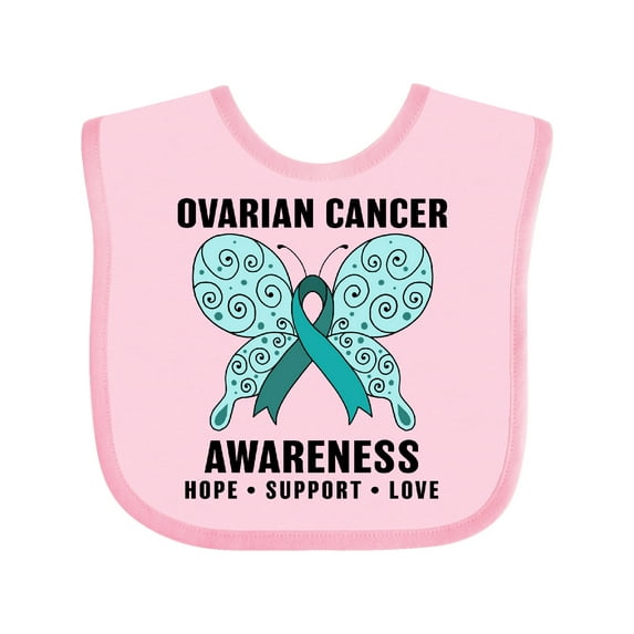 Inktastic Ovarian Cancer Awareness Hope Support and Love Boys or Girls Baby Bib