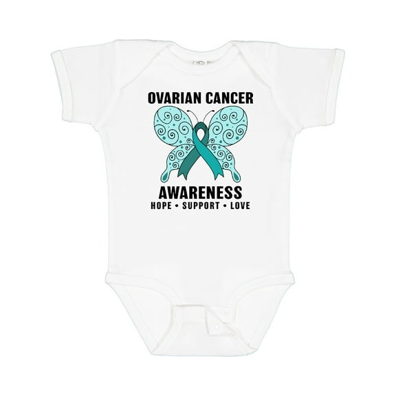 Inktastic Ovarian Cancer Awareness Hope Support and Love Boys or Girls Baby Bodysuit