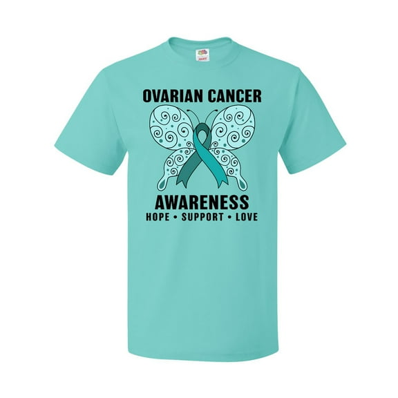 Inktastic Ovarian Cancer Awareness Hope Support and Love T-Shirt