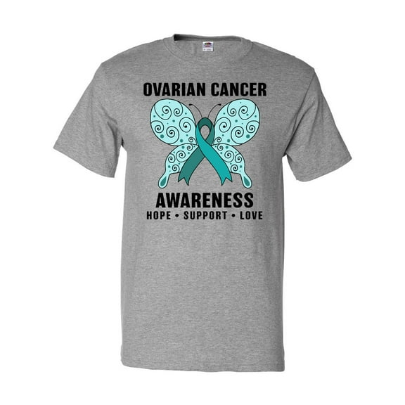 Inktastic Ovarian Cancer Awareness Hope Support and Love T-Shirt