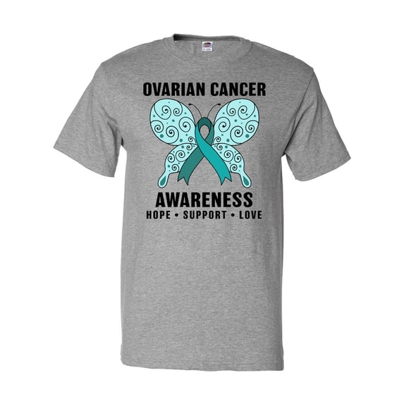 Inktastic Ovarian Cancer Awareness Hope Support and Love T-Shirt