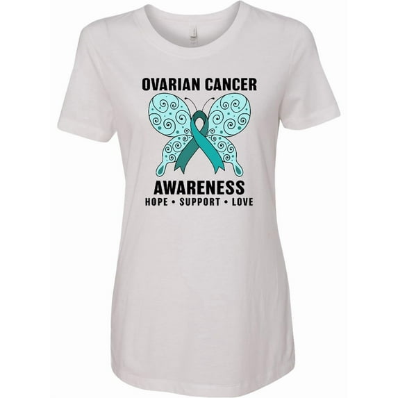 Inktastic Ovarian Cancer Awareness Hope Support and Love Women's T-Shirt