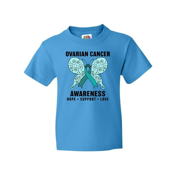 Inktastic Ovarian Cancer Awareness Hope Support and Love Youth T-Shirt