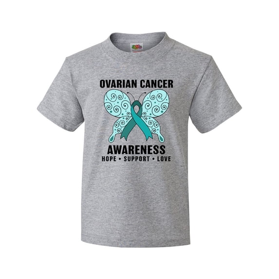 Inktastic Ovarian Cancer Awareness Hope Support and Love Youth T-Shirt