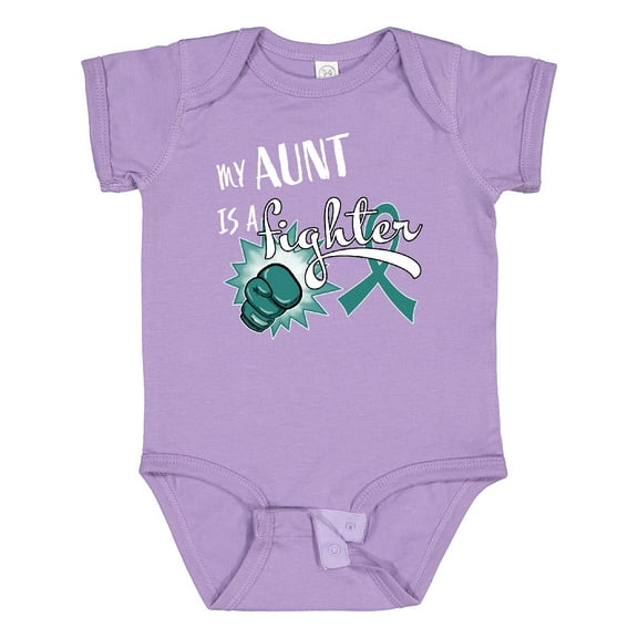 Inktastic Ovarian Cancer Awareness My Aunt is a Fighter Boys or Girls Baby Bodysuit