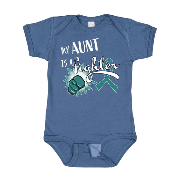 Inktastic Ovarian Cancer Awareness My Aunt is a Fighter Boys or Girls Baby Bodysuit