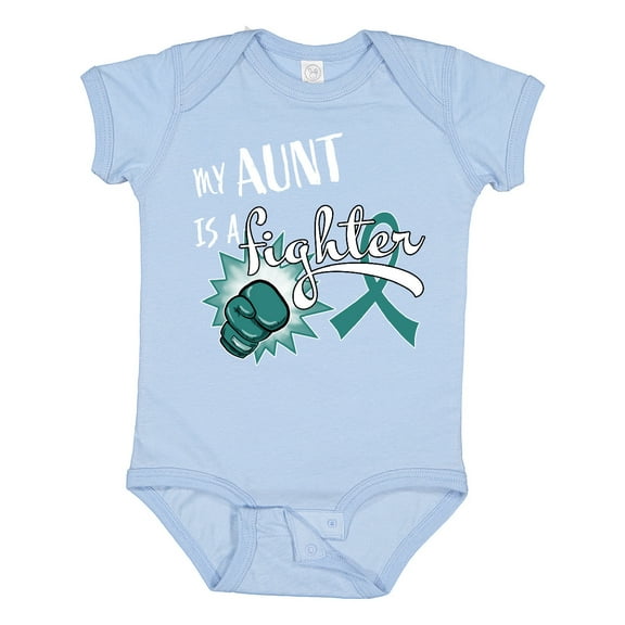 Inktastic Ovarian Cancer Awareness My Aunt is a Fighter Boys or Girls Baby Bodysuit